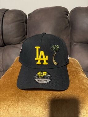 New Era Simpsons Black Cap with Yellow LA Logo, Bart, and Palm Tree
